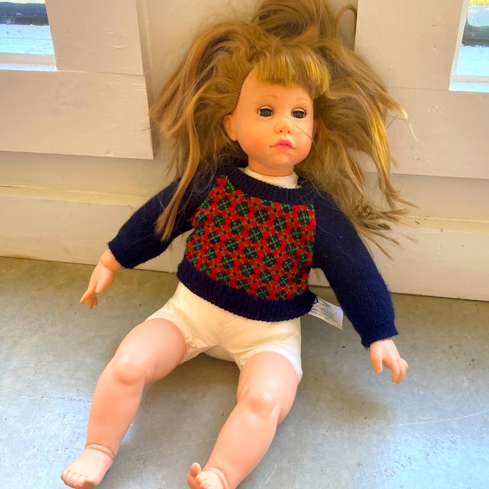 Madame Alexander 1980s  Doll with Navy and Red Sweater